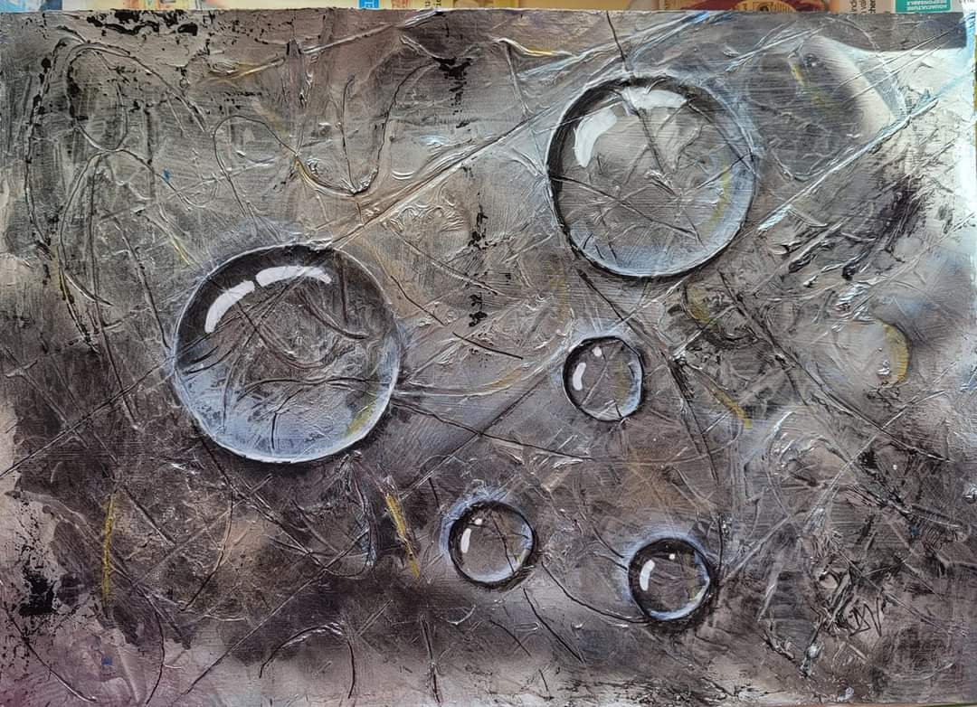WATERDROPS ON AN OLD SILVER TRAY